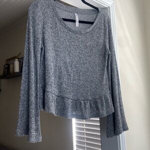 Gilligan & O’Malley Sleepwear Grey Bell Sleeve Peplum Top